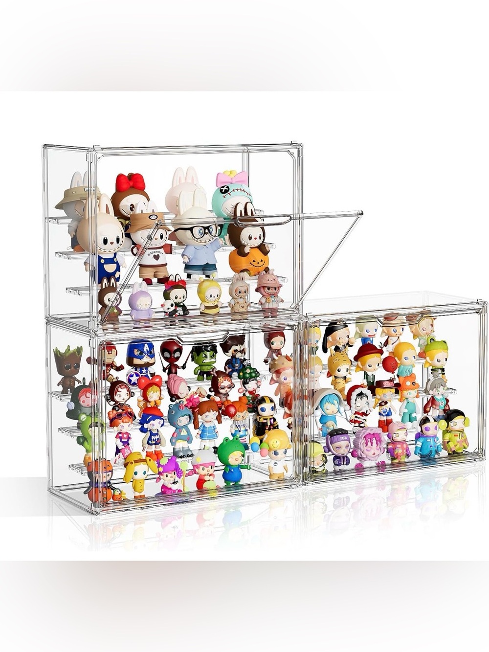 New 3 Pack Clear Acrylic Display Cases for Collectibles & Figures